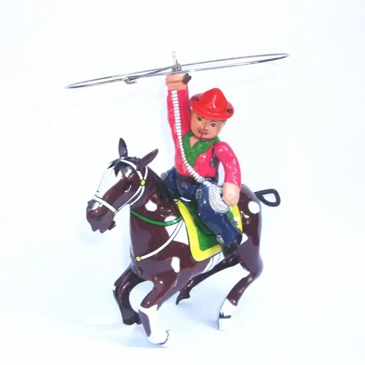 Jouet de collection rétro en métal 18/chevalier sur cheval Cirboy, avec fouet mécanique, figurine pour enfants