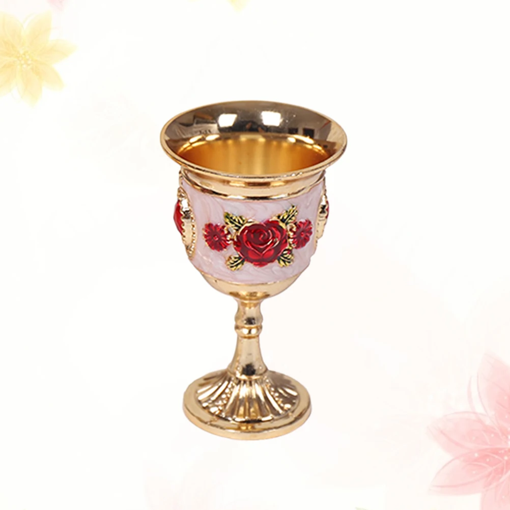 

Wine Goblet Premium Zinc Alloy Unbreakable Reusable Inlay Design Large Mouth For Picnic Bar Party Daily Use Water Juice