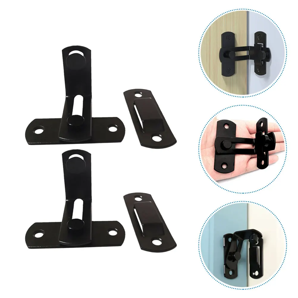 

2 Pcs Hasp Lock 90 Degree Door Latch Buckle Carbon Steel Sliding Doors Child Bolt Safety