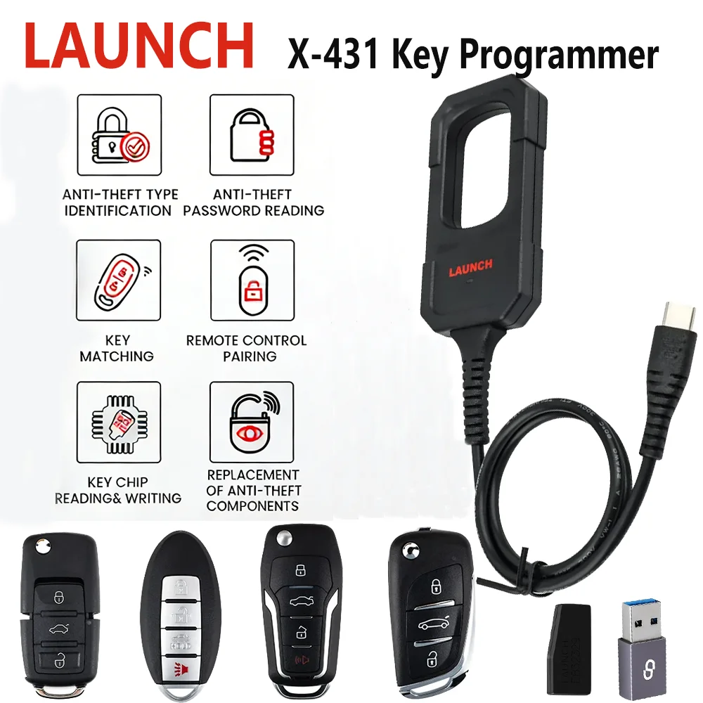 LAUNCH X431 Key Programmer IMMO Programming Tool for X431 IMMO Elite/Plus PAD V PRO3S+ Car Immobilizer Remote Maker Transponder