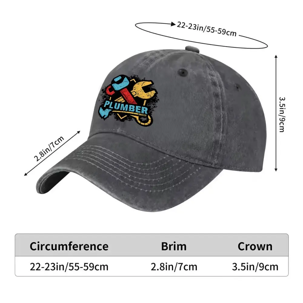 1pc Plumbing-Themed Baseball Cap with Wrench Print & Duckbill - Adjustable Unisex Washed Hat Suitable for Outdoor Sports, Casual