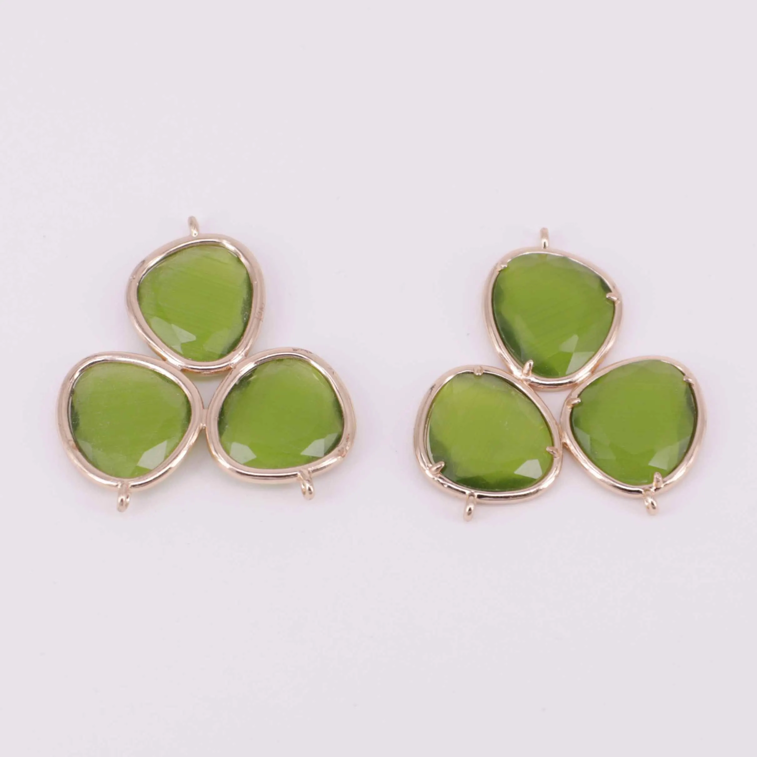 Gains 35x38 China Jade Faceted  Cat Claw Print Shape Gold Plated Edge Connector Jewelry Fitting Accesories Free Shipping