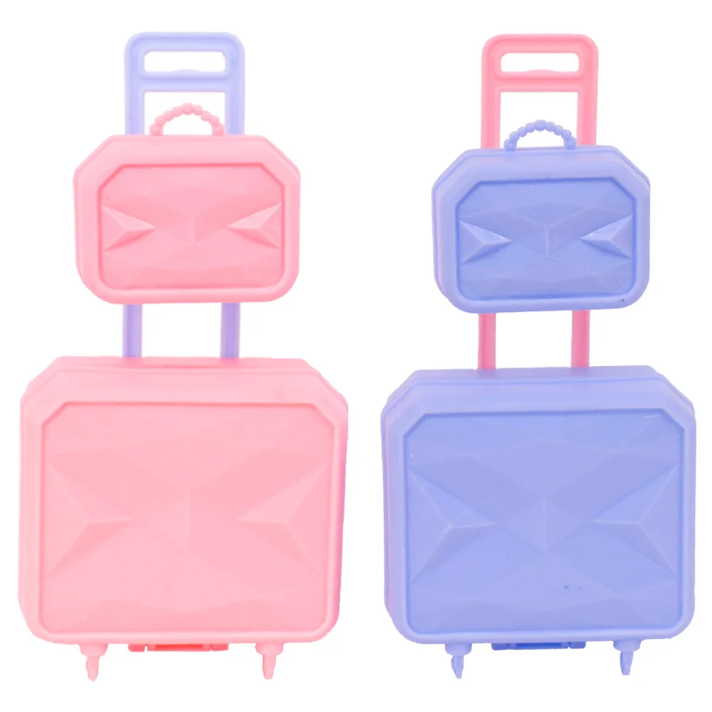 Doll Accessories Suitcase Trolley Case Babies Clothes Storage Doll Plastic Fashion Suitcase Christmas Gifts For Barbies Dolls