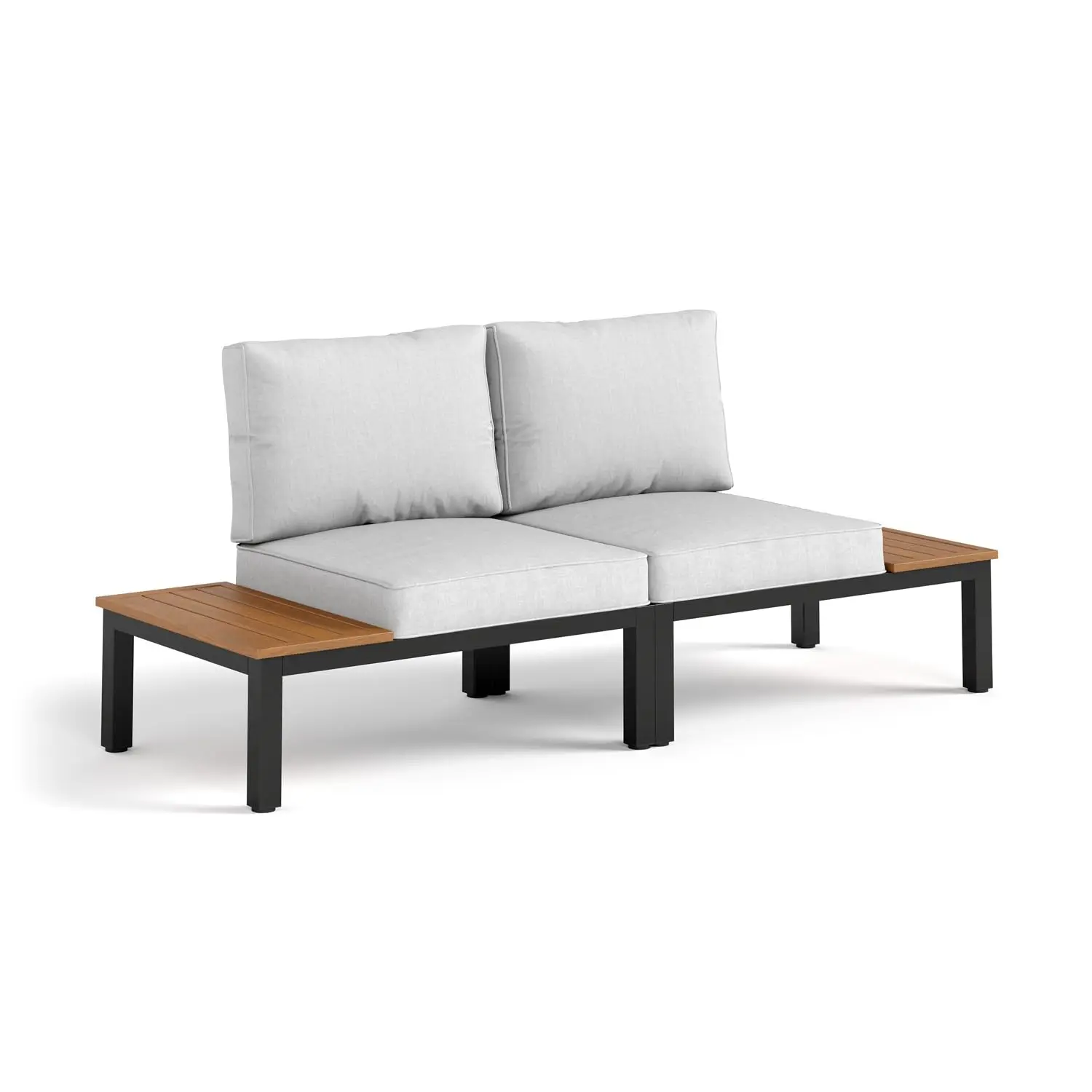 2-Seat Metal Outdoor Loveseat, Sectional Sofa Design, Gray, Customized