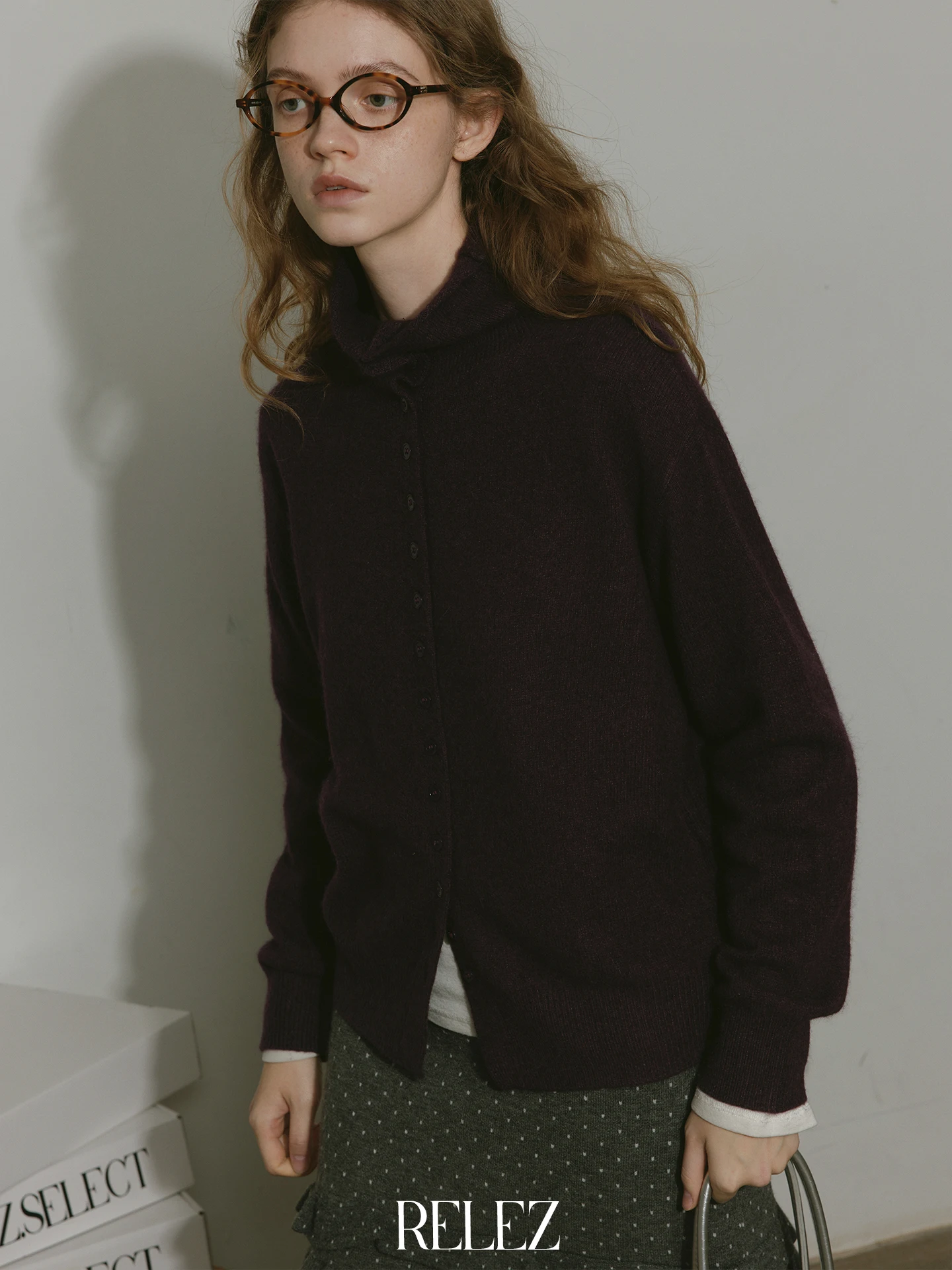 

Relez Autumn Winter New Woolen Knitted f High Collar Open Cardigan Women's Casual Simple Sle Long Sve Sweater