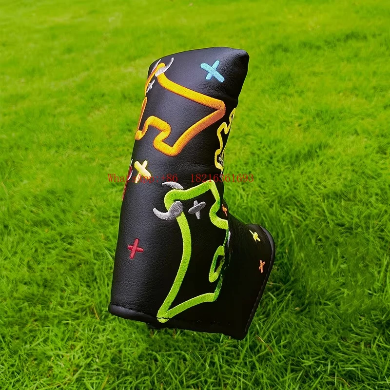 

Вышитый чехол для гольф-клюшек с текстурой натуральной кожи, устойчивый к царапинам и износу, универсальный L-образный чехол для клюшек.
