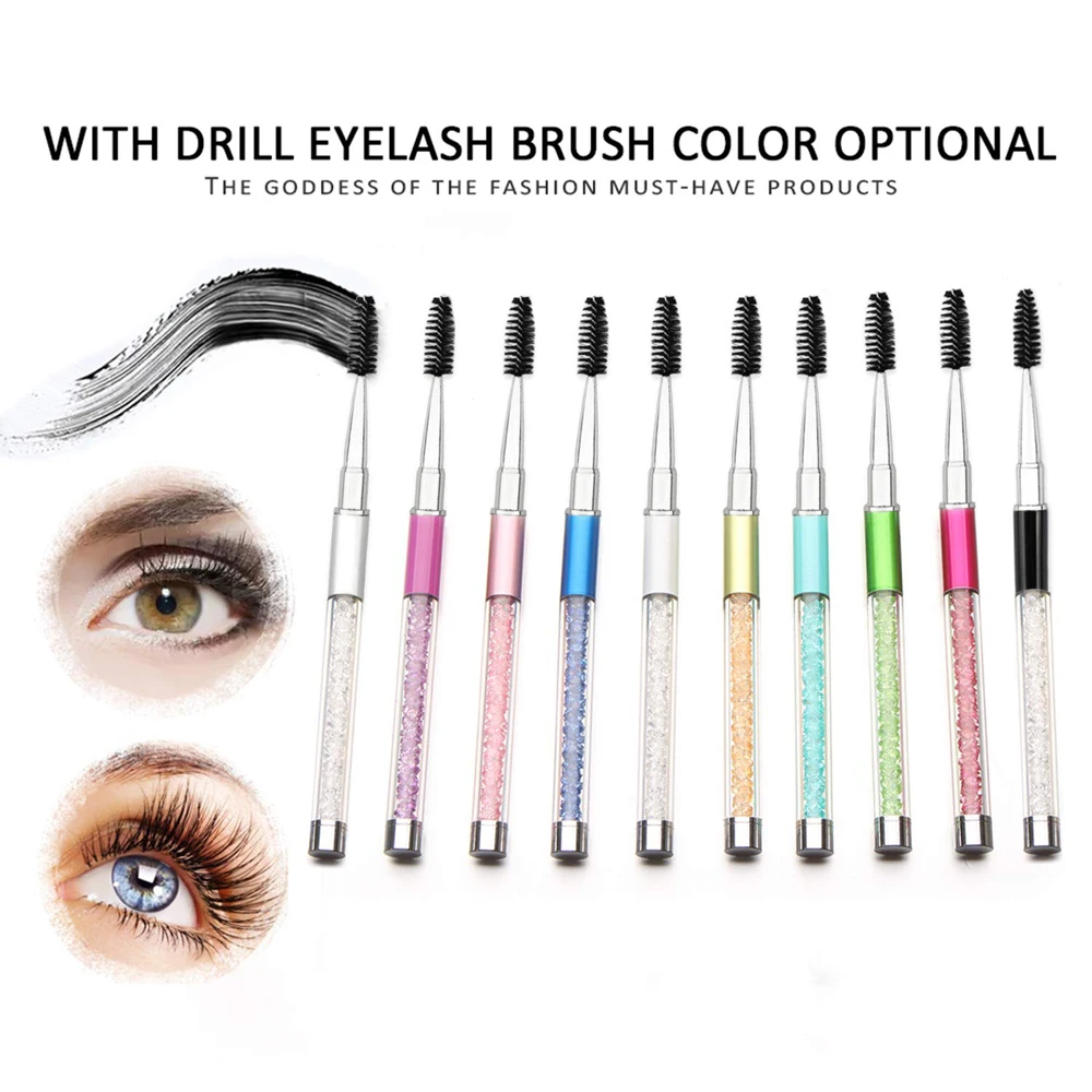 Crystal Rhinestone 7 Colors Eyelash Mascara Wands Applicator Spoolers Brush Makeup Eyelash Brushes Eyelashes Extension Tool