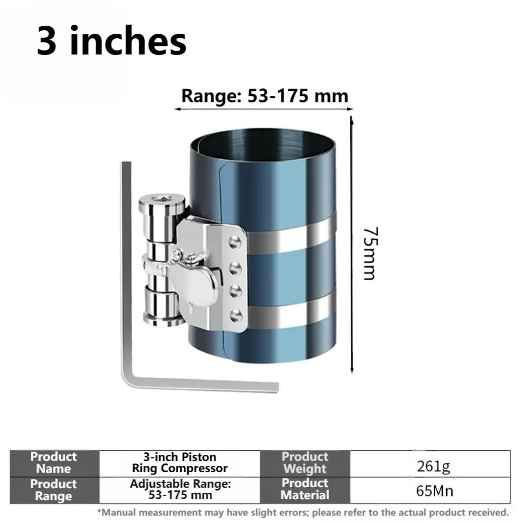 

3 4 6 Inch Adjustable Piston Ring Compressor with Ratchet Lock System Compatible with Most Vehicle Engine Types