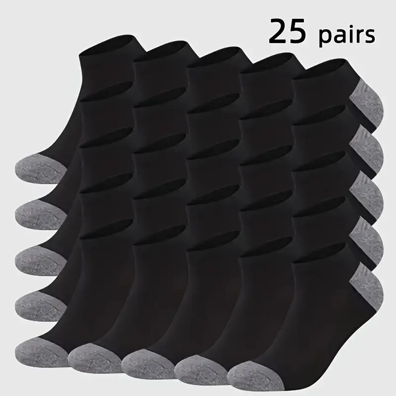 25 pairs of men's breathable color-matching socks no-wash stylish comfortable low-top socks