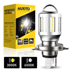 AUXITO 1PC H4 LED for Motorcycles Headlight Bulb 3200K Yellow High Beam 6500K White Low Beam Motorbike Lights 12v H4 Moto Lamp