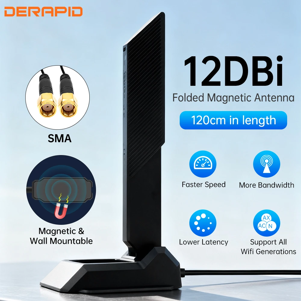 Antenne WiFi 6E Triple bande avec Base magnétique RP-SMA pour AX210 AX200 PCI-E PC amplificateur d'antenne externe 2.4G 5G 6GHz 1.2 mètres