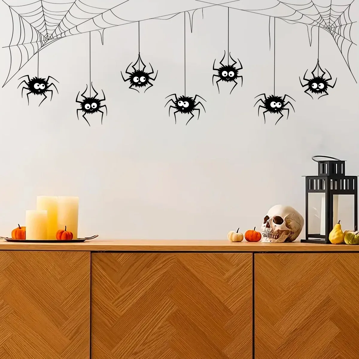 Halloween Wall Sticker Spider Sticker Halloween Banner Self Adhesive Wall Decals Living Room Bedroom Background Wall Decoration