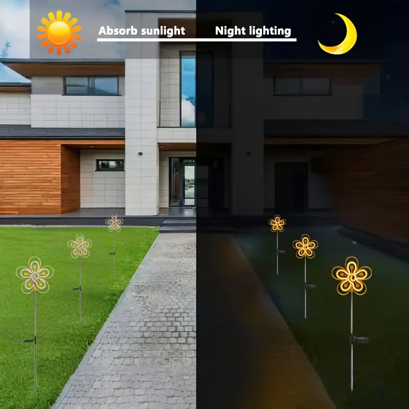 ソーラーグランドステークフラワーライトガーデン屋外装飾ランプ芝生景観照明用中庭芝生ガーデニングギフト