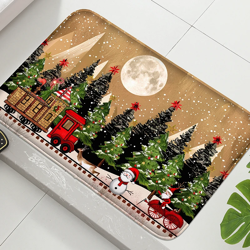 

1 piece of soft flannel floor mat for Christmas decoration, bathroom absorbent door mat, living room small carpet, entrance mat