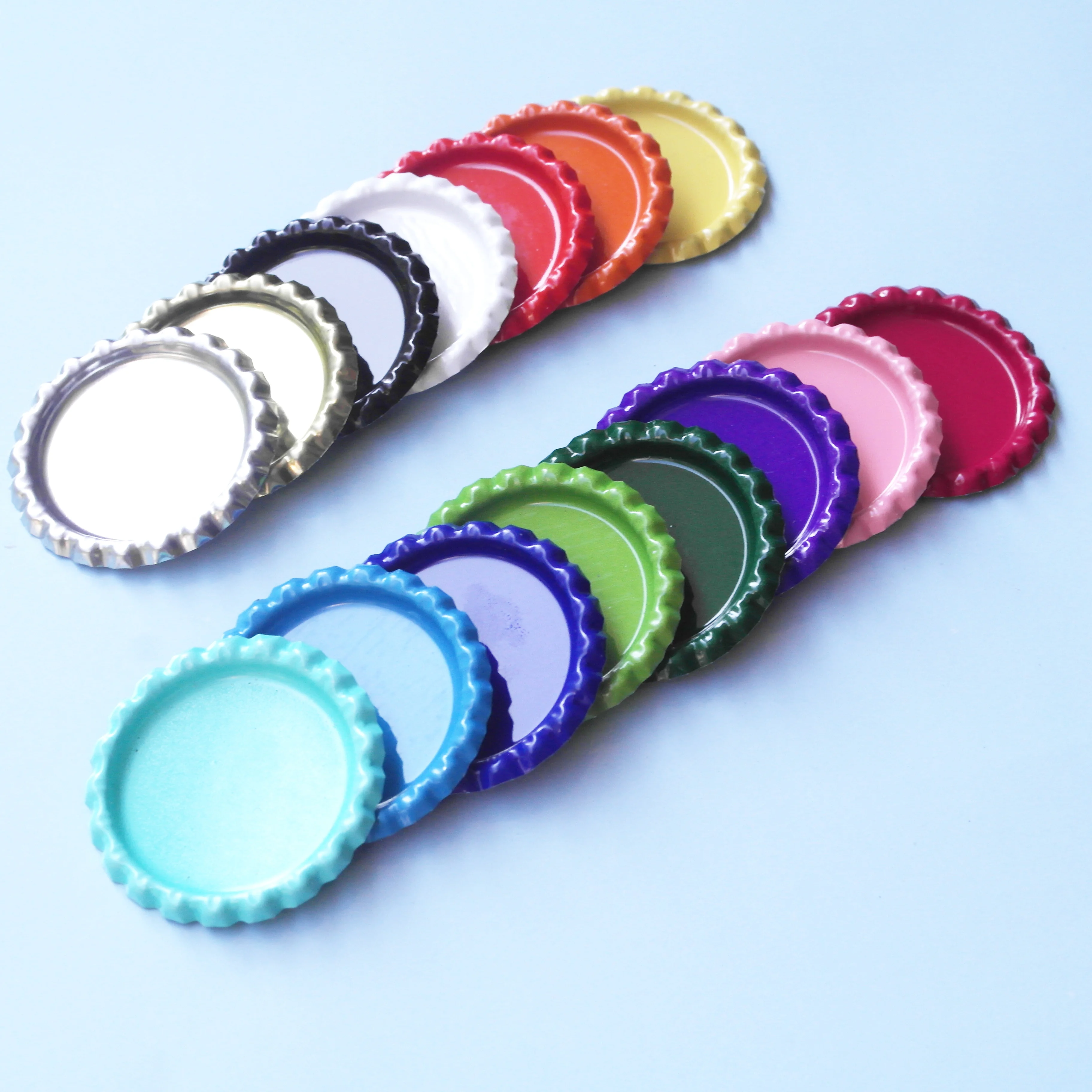 Free Shipping Both Side Colored Flattened Bottle Caps Flat Metal Dome Cap Bottlecap For Crafts & Jewelry Without Hole 8 Colors