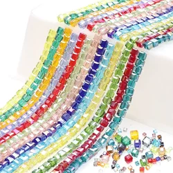 4 6mm Faceted Square Glass Beads AB Color Austria Cube Crystal Bead Loose Spacer Beads for Jewelry Making DIY Bracelet Necklace