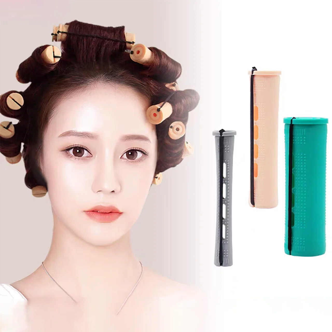 

10pc Cold Perm Rod Hair Curlers Rollers Plastic Hollow No Heat Hair Rollers Soft Curling Rod Pull Core Lazy Curls Flexiable Rods