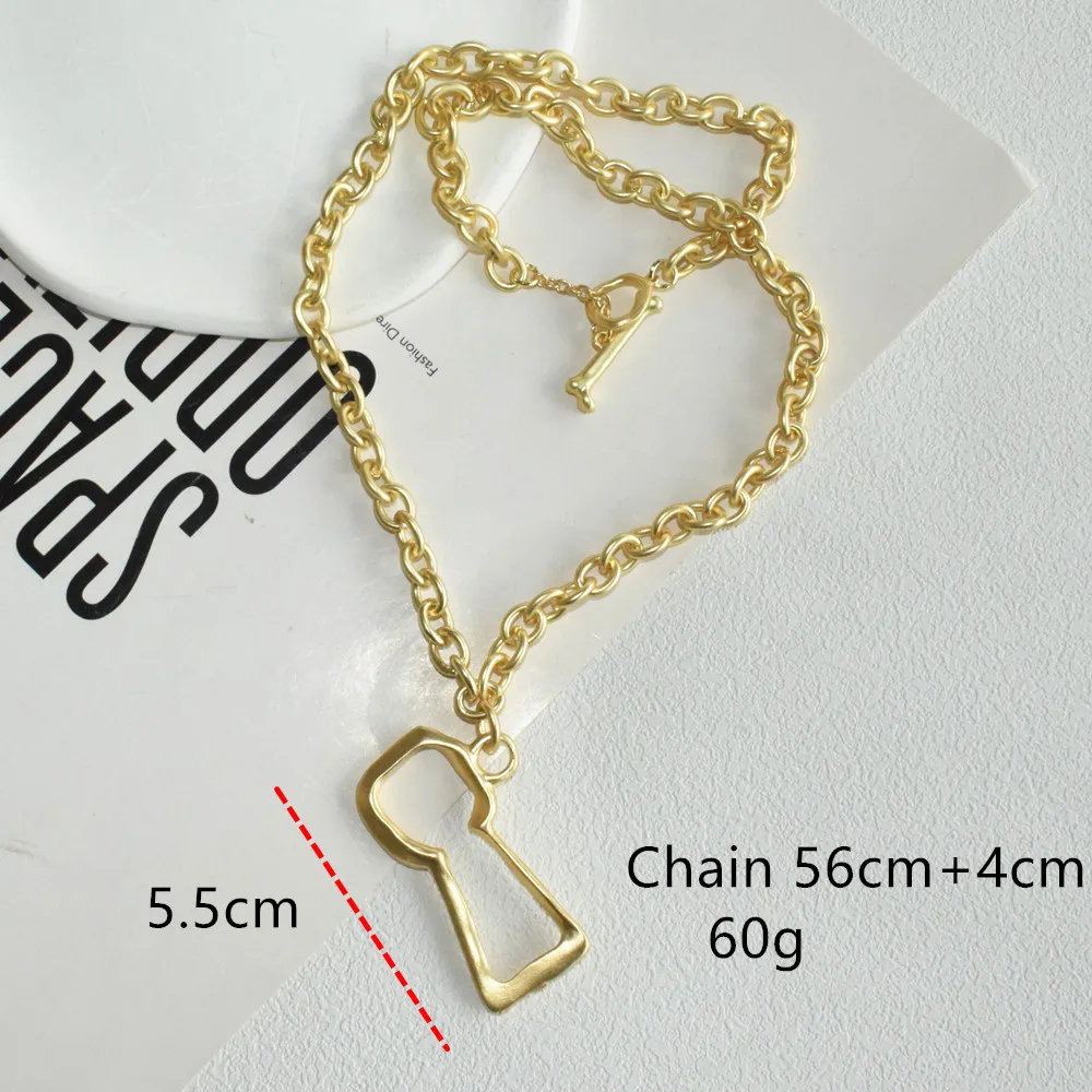 Marken-Modenschau Metall-Legierung Schlüsselschloss-Anhänger Halskette für Damen Modeschmuck Wunderschöne Pulloverkette Statement-Accessoire – Detail 6