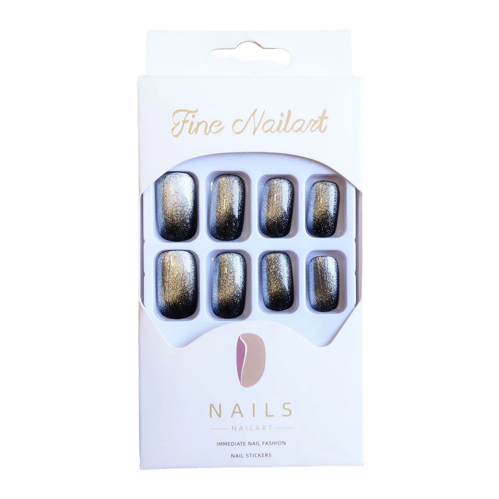 Black s Fake Nails Thin Full Cover Nail Ornament for Daily Everyday Wearing