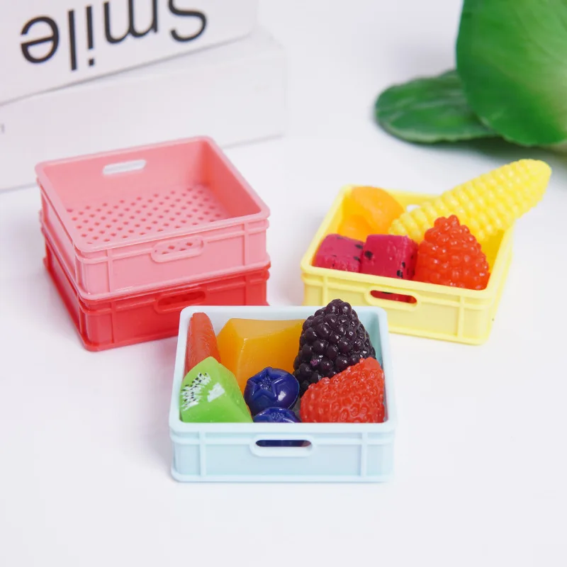 Mini Small Basketvegetable Basket Props Dollhouse Supermarket Scene Food Play Miniatures Simulation Home Decor Decoration Gifts