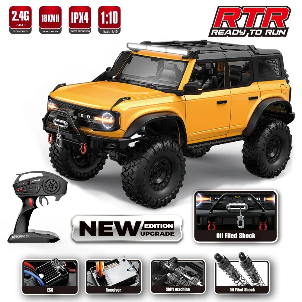 ลดราคาพิเศษ รถบังคับวิทยุ 1/10 RC Car 4WD RTR HB R1002 Horse ขนาดเท่าของจริง พร้อมไฟ LED รีโมทคอนโทรลไฟฟ้า 2.4G รถบังคับวิทยุแบบ Rock Buggy ของเล่น