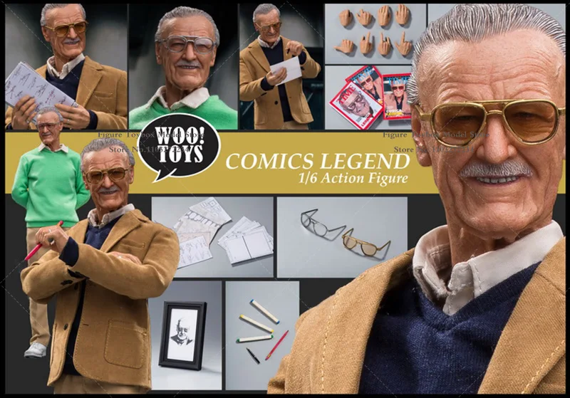 Woo Toys WO-001 1/6 Comic Legend Man Figure Stan Lee The Male Behind Marvel Delicate Model 12