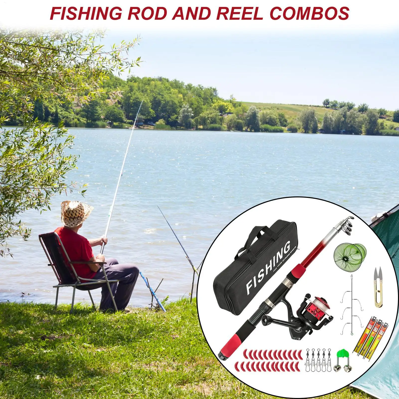 

Telescopic Fishing Pole Portable Telescopic Fish Gear With Carrying Case Fishing Rod Combo For Boating Trolling Offshore Inshore