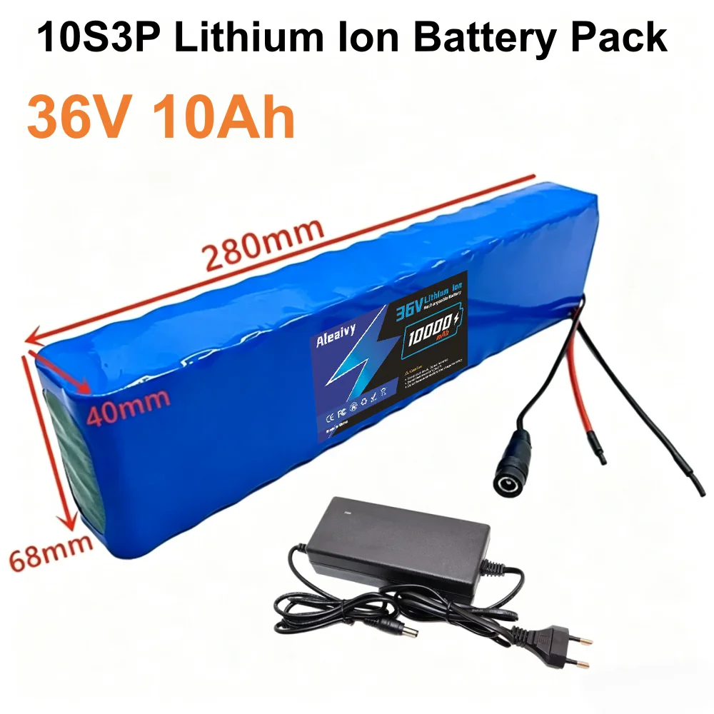 36V 10S3P 10Ah Multi‑plug Lithium‑ion Battery Pack 150W‑500W Rechargeable Replacement Battery for Motorcycle Electric Scooter