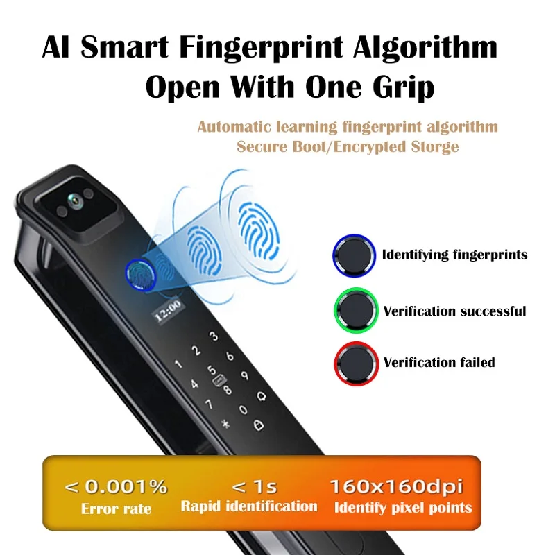 Imagem -04 - Impermeável Biométrico Fingerprint Face Recognition Smart Door Lock Tela da Câmera Wi-fi App Desbloqueio Remoto Código Chave Nfc c