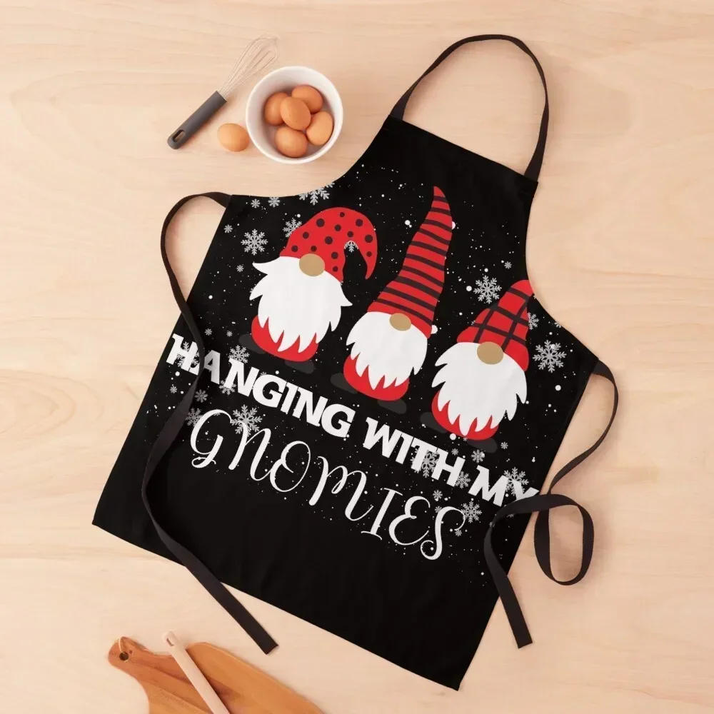 

Hanging With My Gnomies Plaid Garden Christmas Gnome T-Shirt Apron Manicurists chef for man Apron