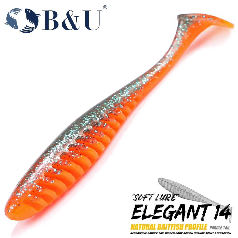 Image of B&U Garnelen-Duft Paddle Tail Swimbait Weichplastik-Angelköder 75mm 100mm 120mm für Barsch, Hecht, Zander