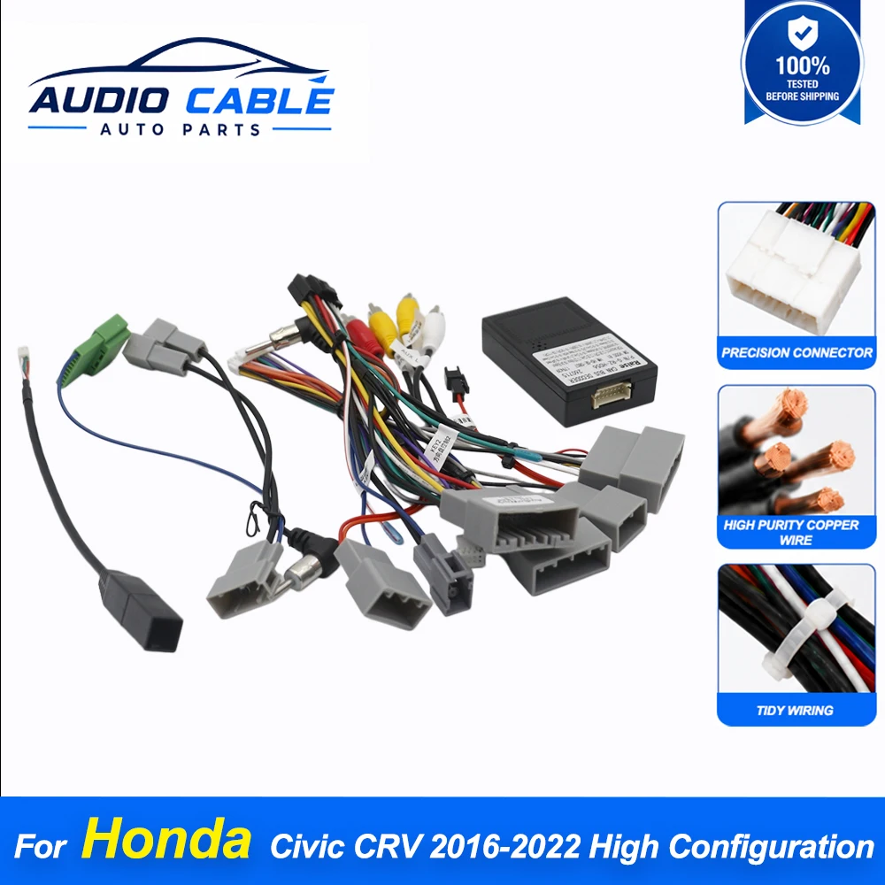 HD‑RZ‑06 Stereo Harness Cable Adapter Canbus With Digital Power Amplifier For Honda Civic CR‑V 2016‑2022 High Configuration
