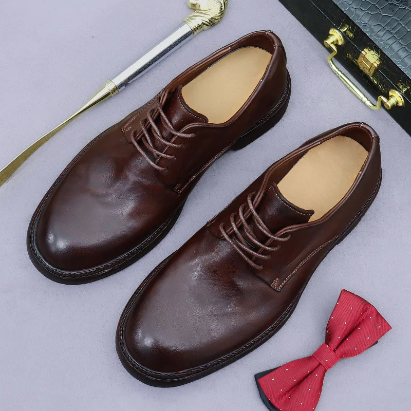 

Goodyear Rare Genuine Leather Horsehide Men's Shoes Business Leather Shoe Big Toe Shoes Leather Sole British Derby Shoes for Men