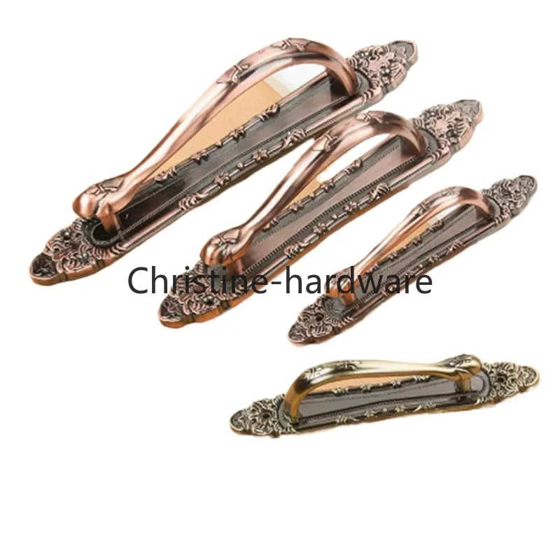 Furniture Handle Knob European Style  Bronze Big Door Handle Simple Without Punching Invisible Door Lock Cabinet Handle