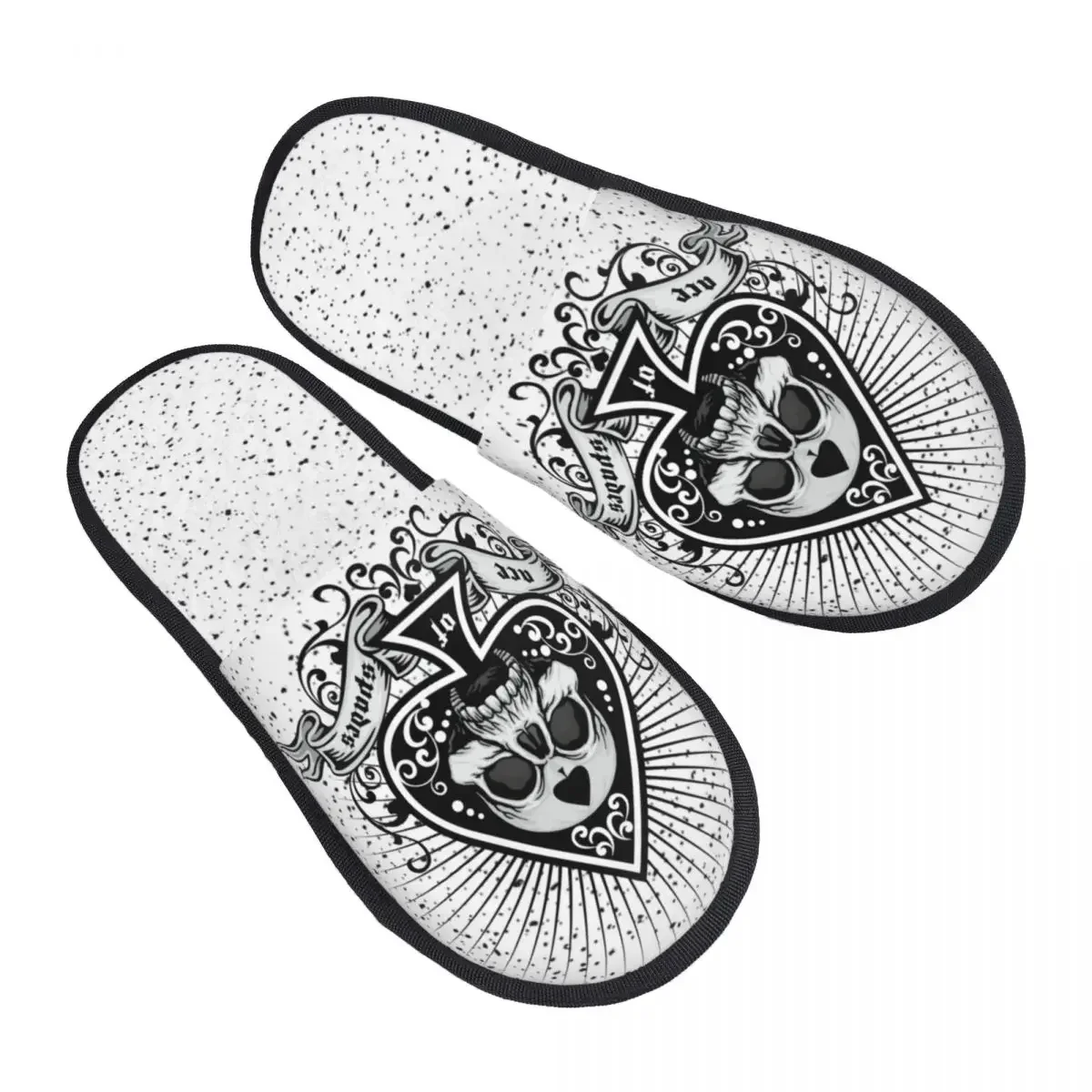 Heavy 1960s Punk Rock Music Guest Slippers for Bedroom Women Custom Print Ace Of Spades House Shoes