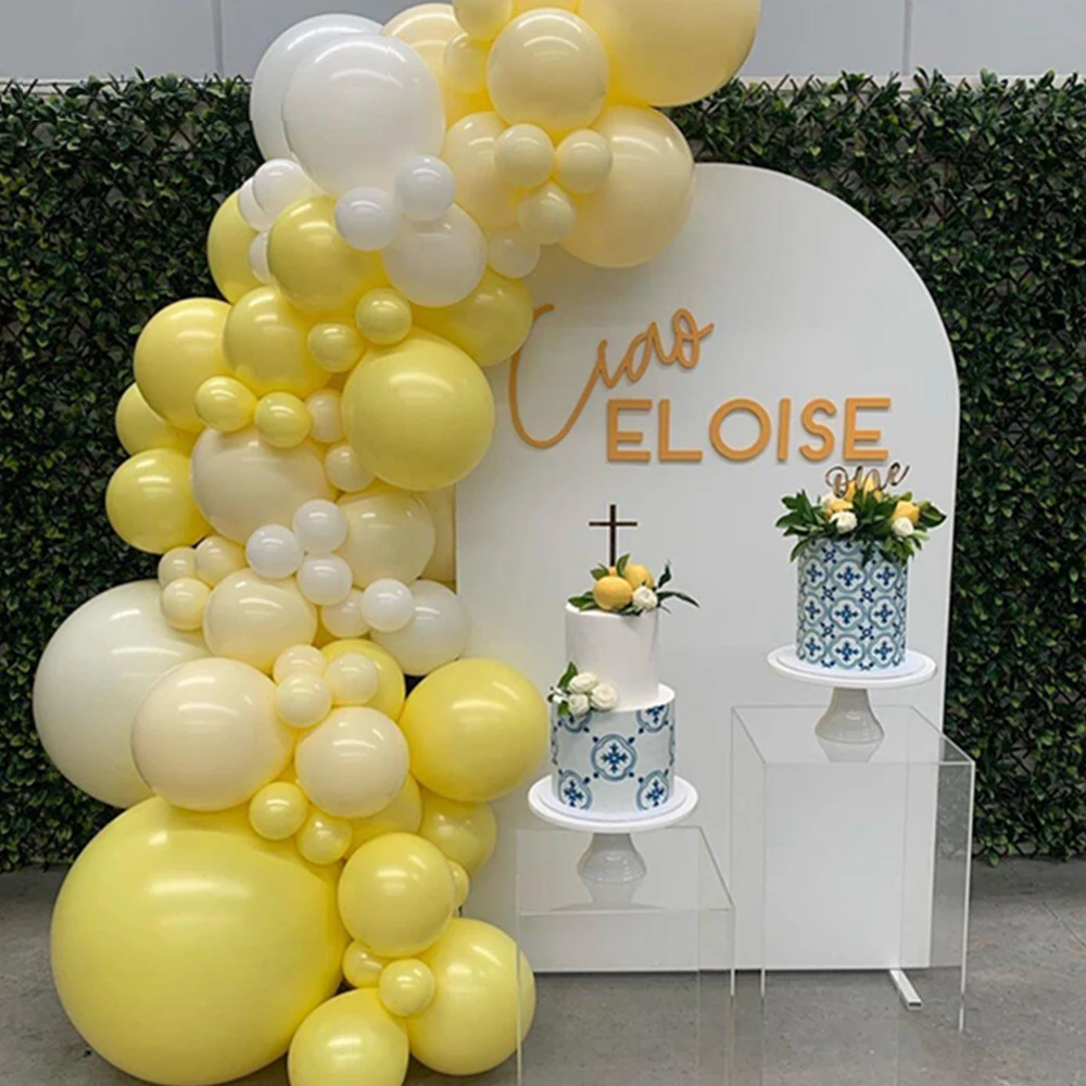 1Set Pastel Macaron Yellow White Balloon Garland Arch Wedding Baby Shower Birthday Party Backdrop Tape Wall Global Decorations