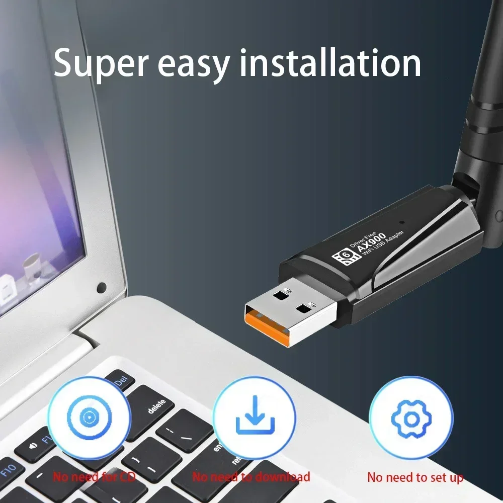 WiFi USB Adapter AX900 Bluetooth 5.4 Wireless Dual Band 2.4G/5GHz Wi-Fi Antenna USB Dongle Recevier For PC/Laptop Driver Free