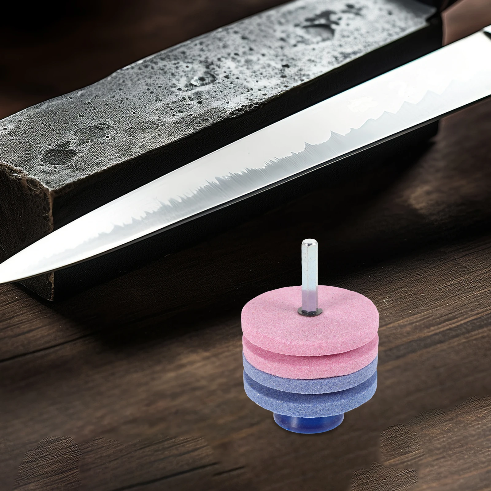 

Dual Layer Lawn Mower Sharpener Four Layer Grinding Wheel Wear Resistant Portable Garden Tool Scissor Sharpener Multifunctional