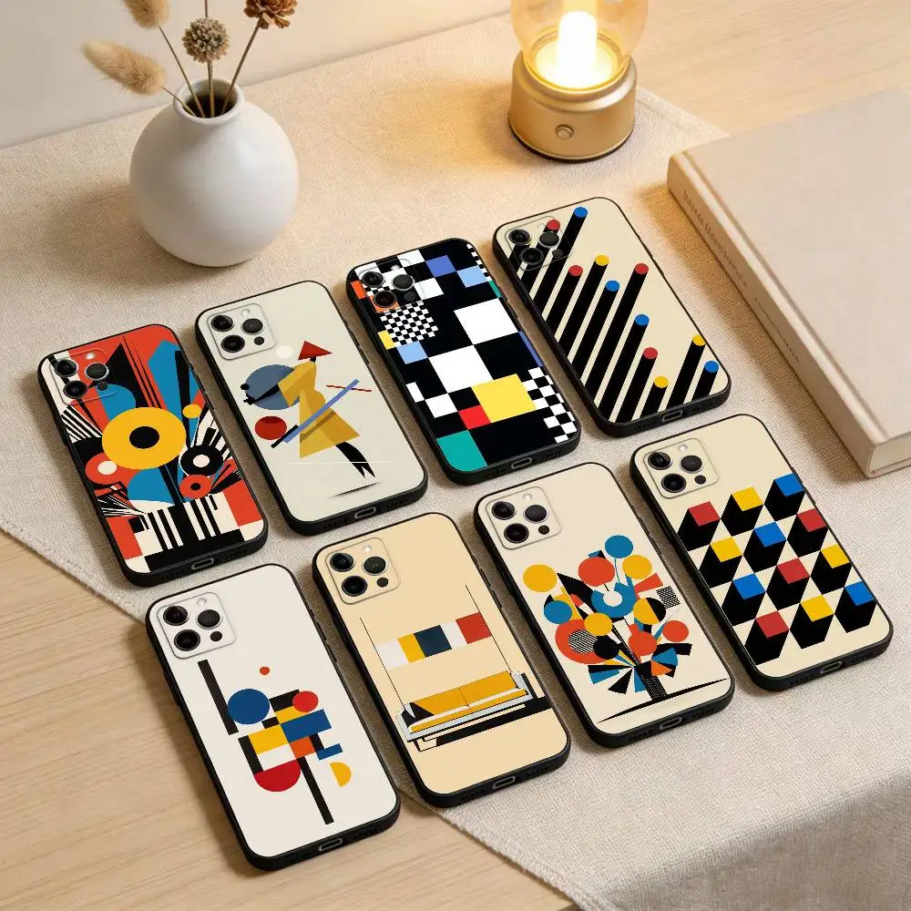

Bauhaus-Exhibition-Art Phone Case For iPhone 17,16,15,14,13,12,11 Plus,Pro Max,XS,Soft Silicone Black Cover