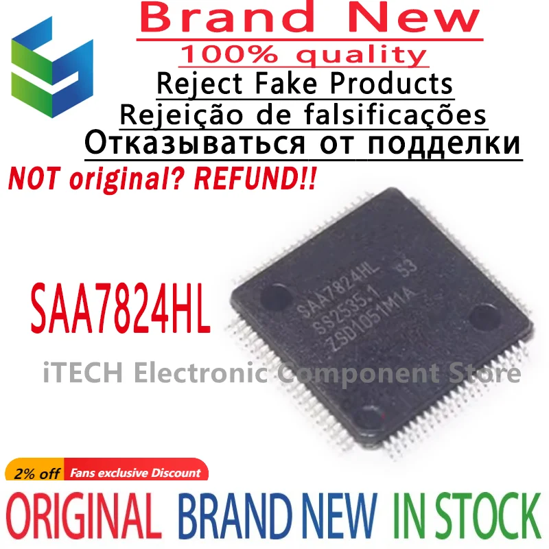 

5pcs New and Original SAA7824HL QFP80 Chipset