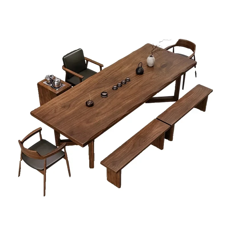 

All solid wood tea table and chair combination, household, living room tea table