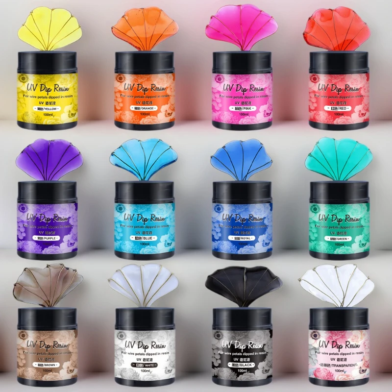 12 Color 100ml High Transparency Crystal UV Flower Making Liquid, Handmade DIY Flower Making Liquid, Petal Decoration Material