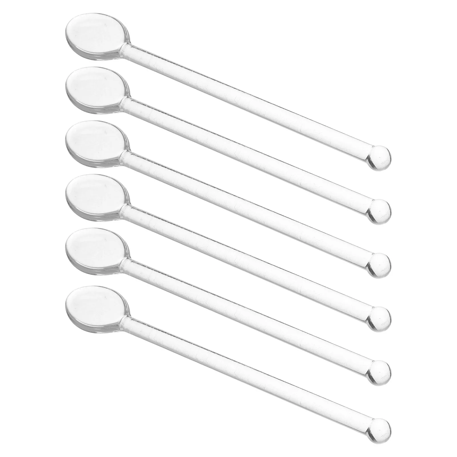 

6Pcs Heat Resistant Glass Spoons Long Handle Coffee Mixing Spoon Dessert Scoop Kitchen Utensils Portable Multipurpose Use