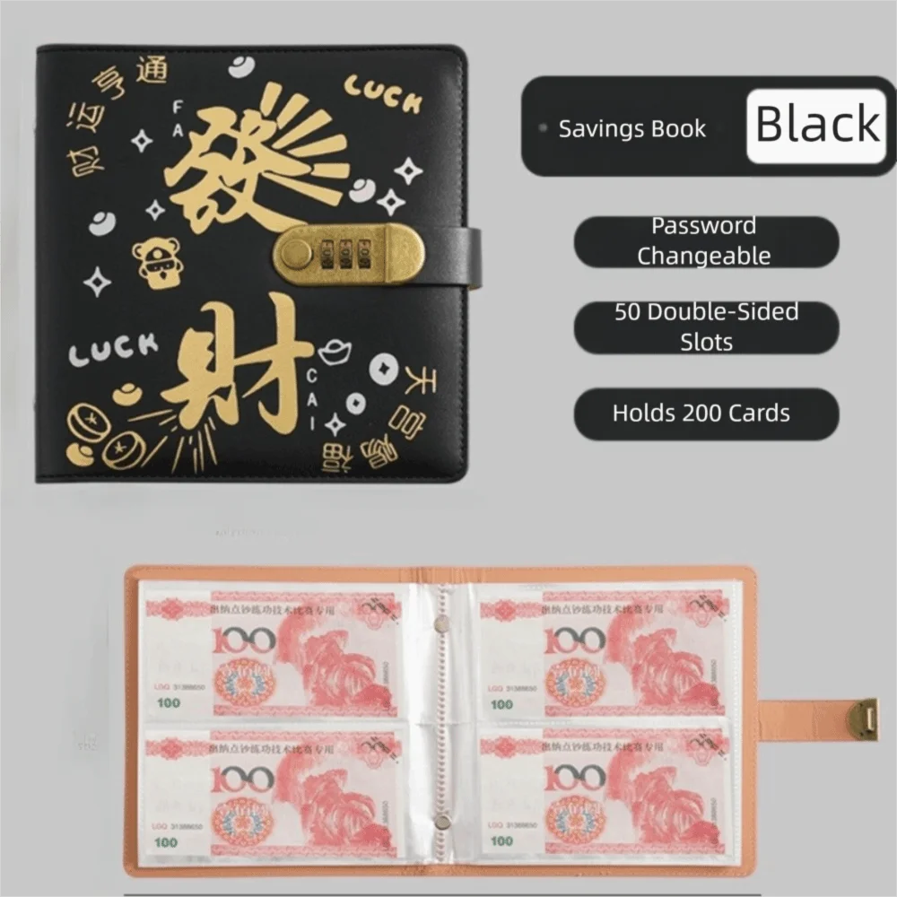 50Sheets Saving Money Binder PU Leather Refillable Planner Organizer Loose-leaf Cash Envelopes Account Book 50 Sheets