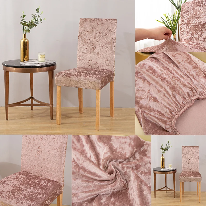 Detachable Elegant ‎Polyamide ‎Stretch Fit Elastic chaircovers Dust-Proof Gold Diamond Velvet