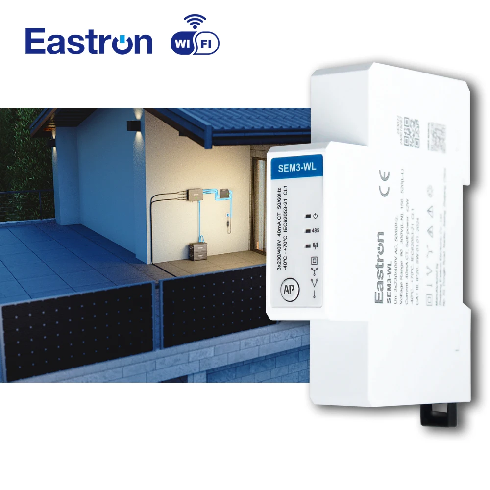 

Eastron SEM3-WL CE Compliance Three Phase RJ12 Connection Din Rail Mounted Solar PV Meter With 3 In 1 CT
