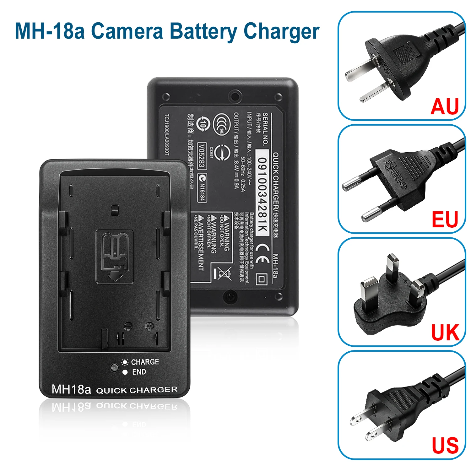 MH-18a Batterieladegerät für Nikon EN-EL3e ENEL3E Akku für D50 D70 D70S D80 D90 D100 D200 D300 D300S D700 Kamera – Detail 6