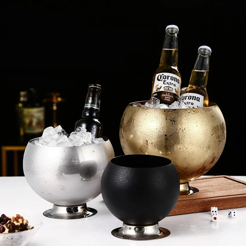 Cubo de hielo portátil de acero inoxidable, contenedor enfriador de botellas de vino y cerveza para fiesta, Bar, Whisky, herramientas de bebidas, fabricante de cubitos de hielo para acampar