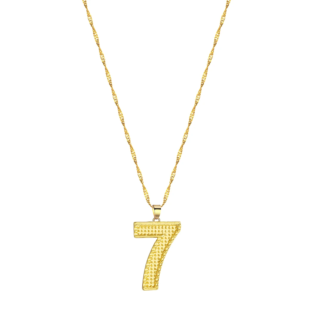 QIAMNI Fashion Angel Number Seven Lucky Numbers 7 Pendant Necklace Charms Jewelry for Men Women Choker Collar Birthday Gift