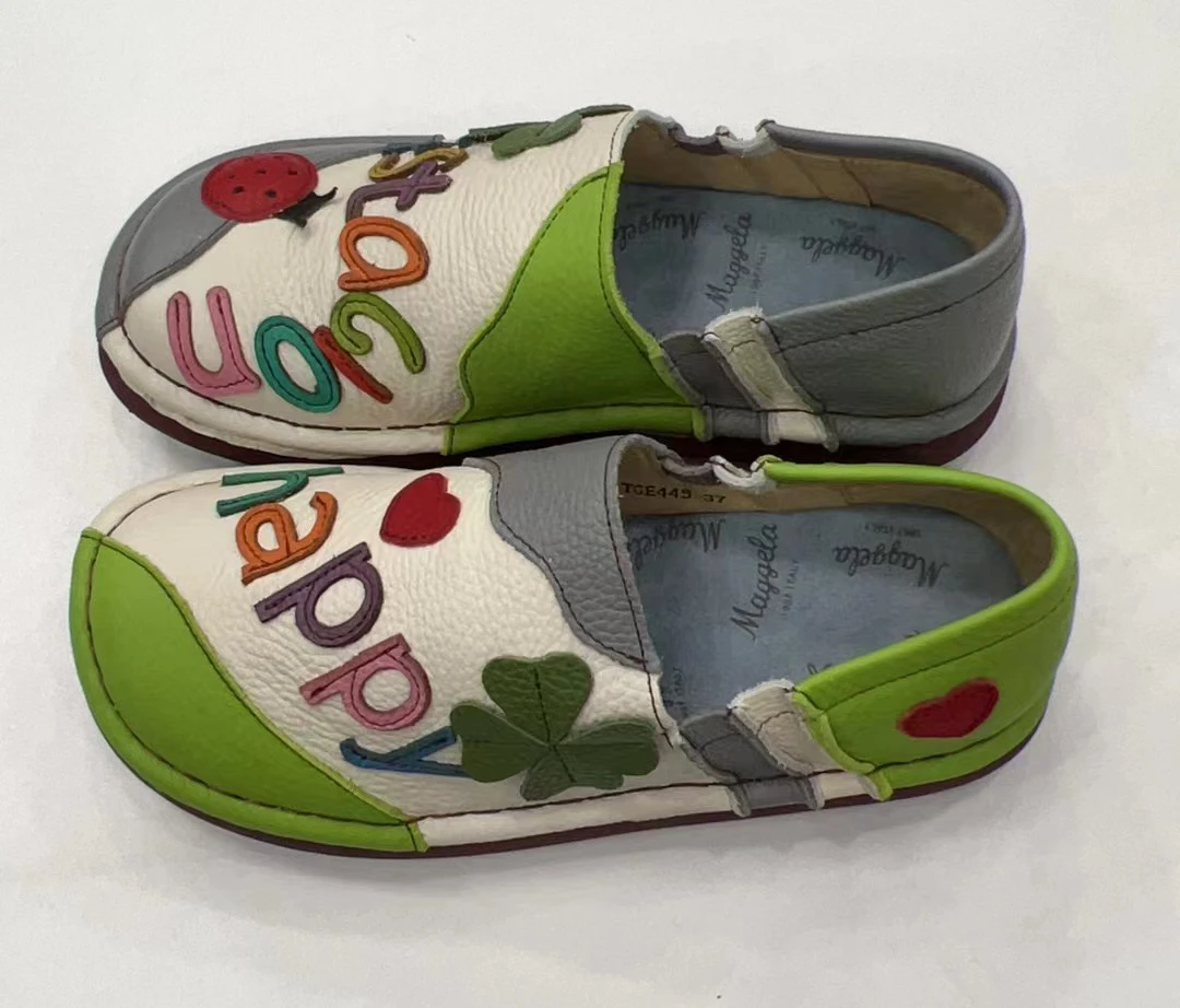 Careaymade-أحذية نسائية من الجلد الطبيعي، أحذية نسائية كاجوال مريحة مصنوعة يدويًا بخياطة سميكة من الأسفل